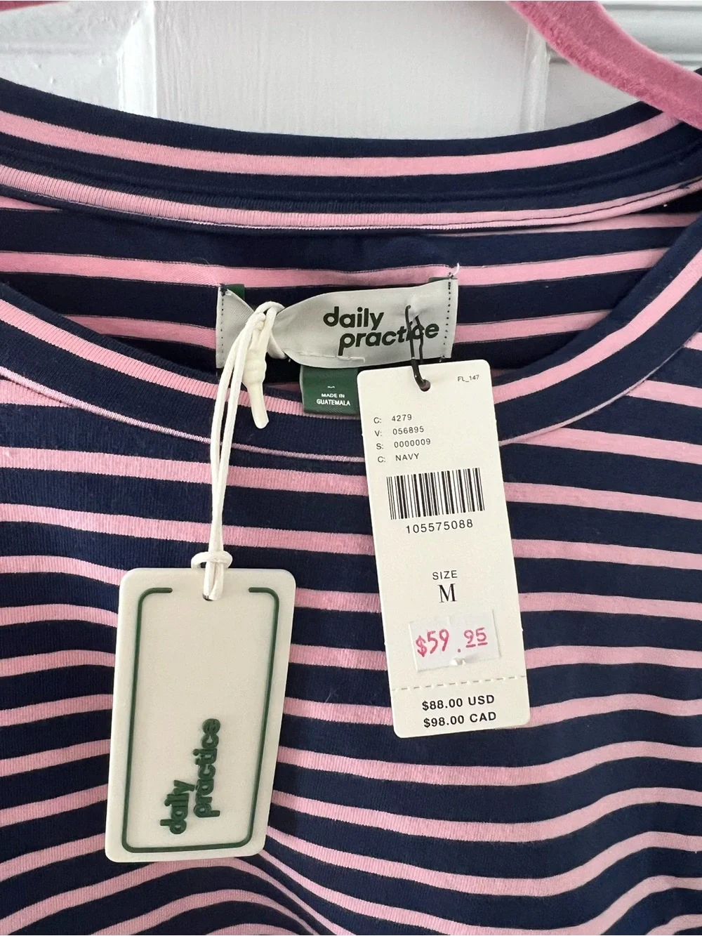 Striped Navy & Light Pink Tie-Waist Knit Dress - Picture 5 of 5